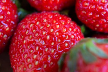 Seçici odaklı, yatay çilek yakın plan