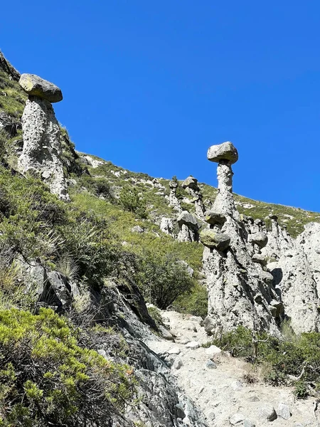アククルムの石のキノコは 澄んだ青い空に対して 奇妙な形の岩の形成 アルタイ ロシア チュリシュマン アルタイ ロシア — ストック写真