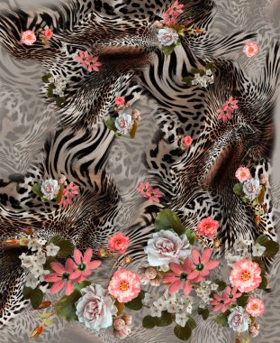 Leopar desenli güzel pembe çiçekler