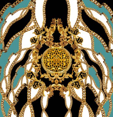 Altın barok ve zincir tasarımlı süs elementleri