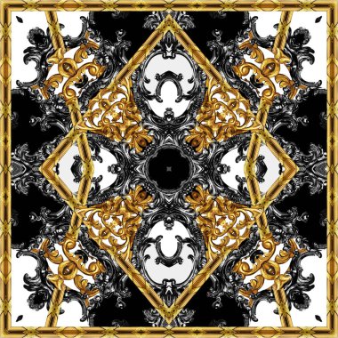 Geometrik desen; yazdırmak için altın barok ve süs ögeleri
