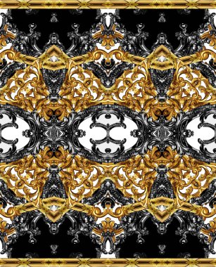 Geometrik desen; yazdırmak için altın barok ve süs ögeleri