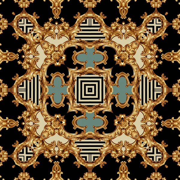 Geometrisches Muster Goldene Barock Und Ornamentelemente Für Den Druck — Stockfoto