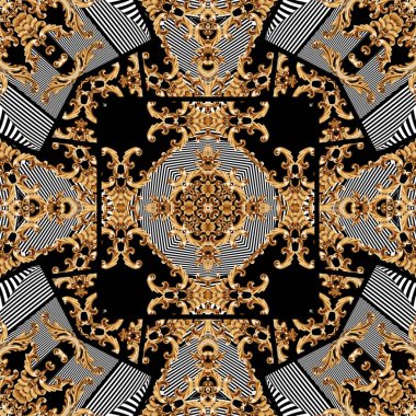 Geometrik desen; yazdırmak için altın barok ve süs ögeleri