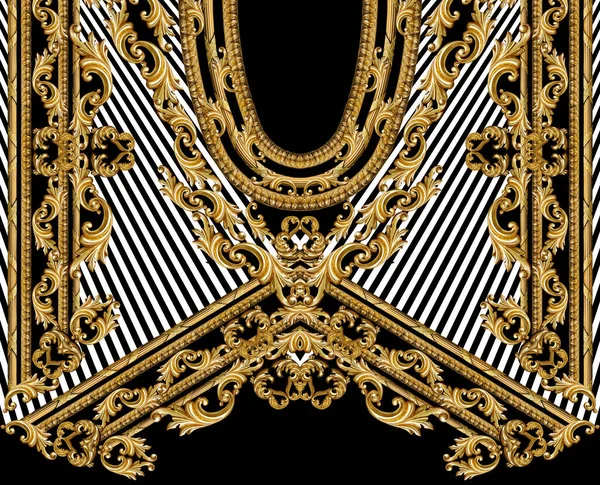 Geometric Pattern Golden Baroque Ornament Elements Print — Stock Photo, Image