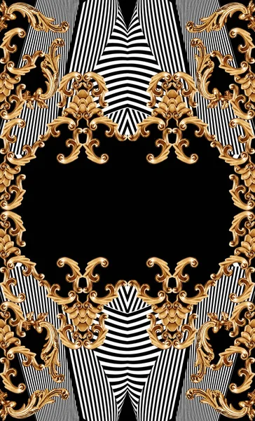Геометричний Візерунок Золоті Елементи Бароко Орнаменту Друку — стокове фото