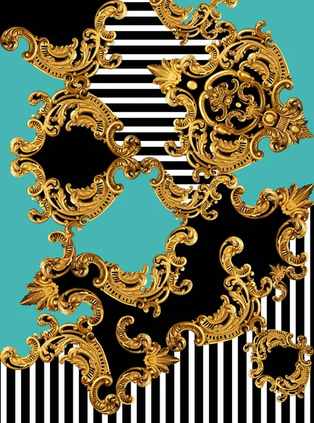 Геометрический Узор Элементы Золотого Барокко Орнамента Печати — стоковое фото