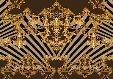 Geometrik desen; yazdırmak için altın barok ve süs ögeleri