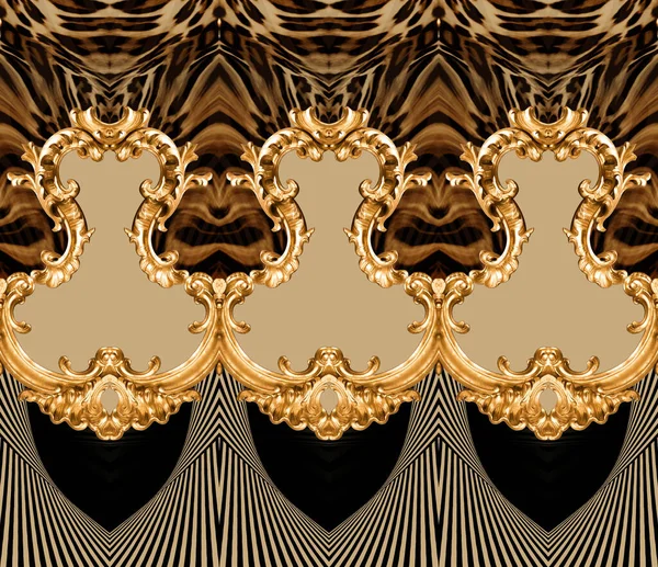 Gouden Barok Luipaard Achtergrond Voor Print — Stockfoto
