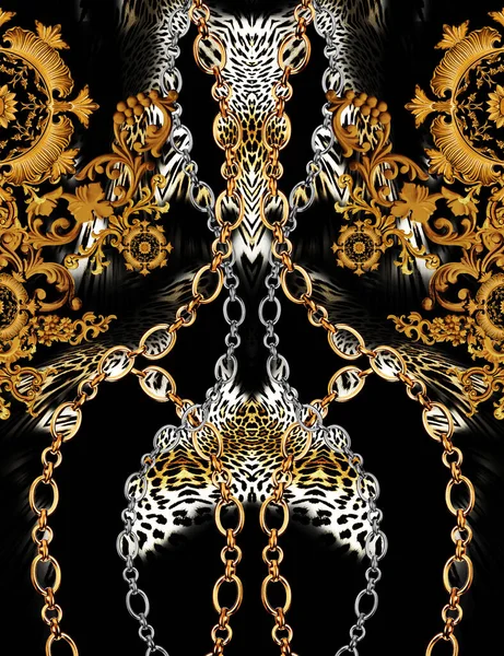 Arany Barokk Leopárd Háttér — Stock Fotó
