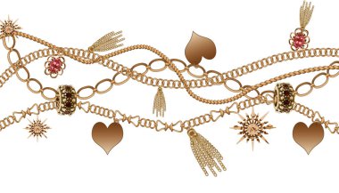 zincir, mücevher ve püskül desenleri 