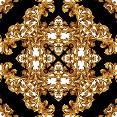 Geometrik desen; yazdırmak için altın barok ve süs ögeleri