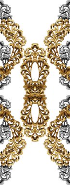 Geometrik desen; yazdırmak için altın barok ve süs ögeleri