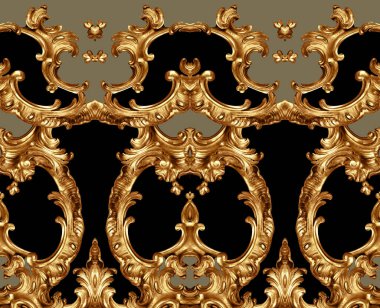 Geometrik desen; yazdırmak için altın barok ve süs ögeleri