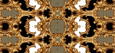 Geometrik desen; yazdırmak için altın barok ve süs ögeleri