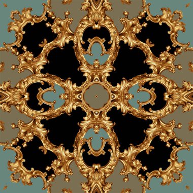 Geometrik desen; yazdırmak için altın barok ve süs ögeleri