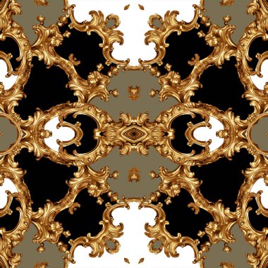 Geometrik desen; yazdırmak için altın barok ve süs ögeleri