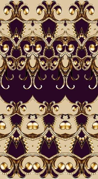 Geometric Pattern Golden Baroque Ornament Elements Print — Stock Photo, Image