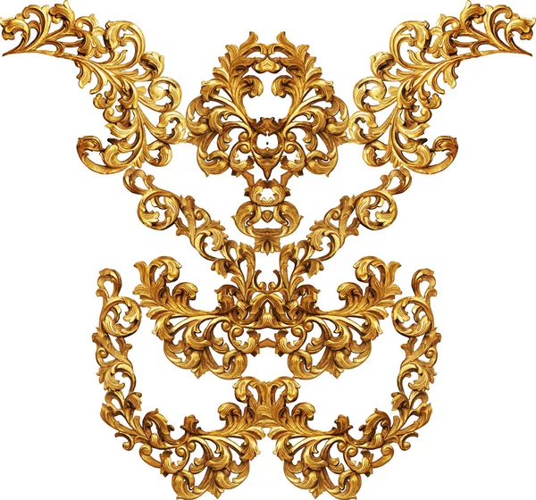 Geometrikus Minta Arany Barokk Díszítőelemek Nyomtatáshoz — Stock Fotó