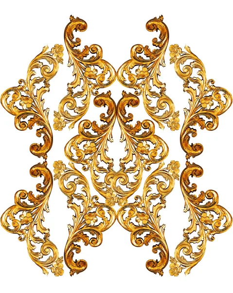 Геометричний Візерунок Золоті Елементи Бароко Орнаменту Друку — стокове фото