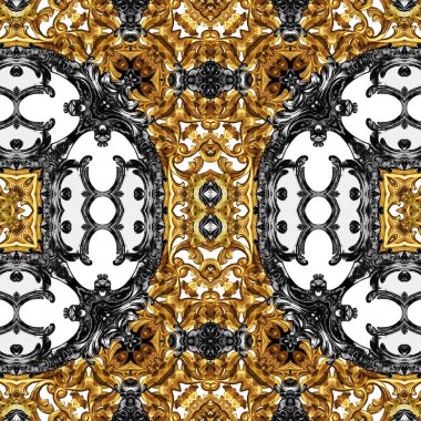 Geometrik desen; yazdırmak için altın barok ve süs ögeleri