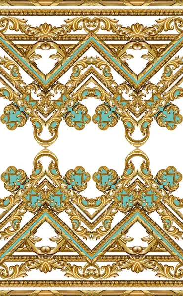 Geometric Pattern Golden Baroque Ornament Elements Print — Stock Photo, Image