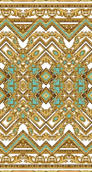 Geometric Pattern Golden Baroque Ornament Elements Print — Stock Photo, Image