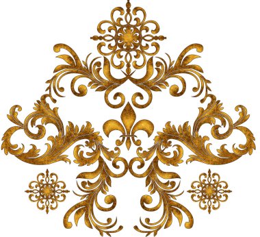 Geometrik desen; yazdırmak için altın barok ve süs ögeleri