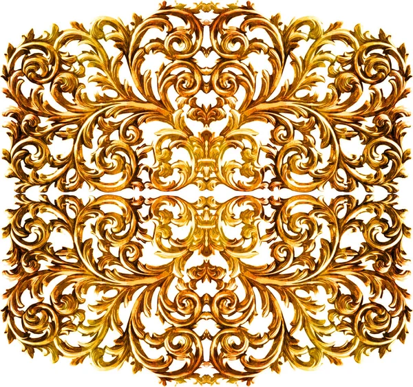 Gyldne Barok Ornament Hvid Baggrund - Stock-foto