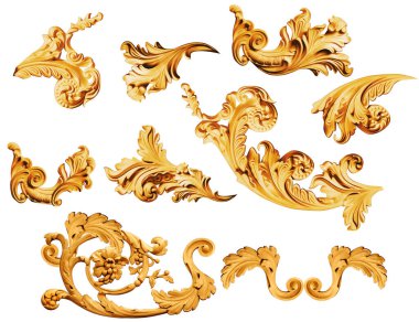 Altın barok ve süs elementleri