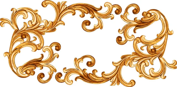 Beyaz Arkaplanda Altın Barok Süsü — Stok fotoğraf