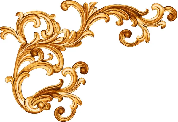 Ornamento Barroco Dourado Sobre Fundo Branco Imagem De Stock