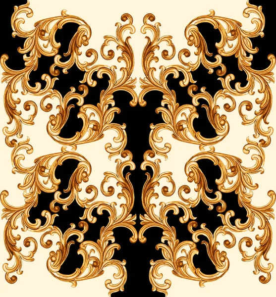 Golden Baroque Ornament White Background — Stock Photo, Image