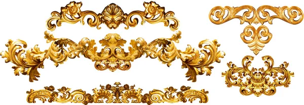 Geometrický Obrazec Zlaté Barokní Ozdobné Prvky Pro Tisk — Stock fotografie