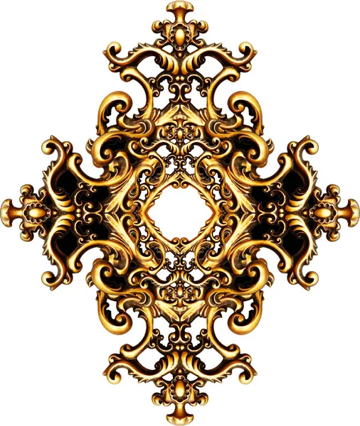 Wzór Geometryczny Elementy Złotego Baroku Ozdoby Druku — Zdjęcie stockowe