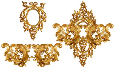 Geometrik desen; yazdırmak için altın barok ve süs ögeleri