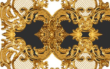 Geometrik desen; yazdırmak için altın barok ve süs ögeleri