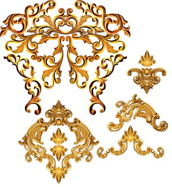 Geometrik desen; yazdırmak için altın barok ve süs ögeleri