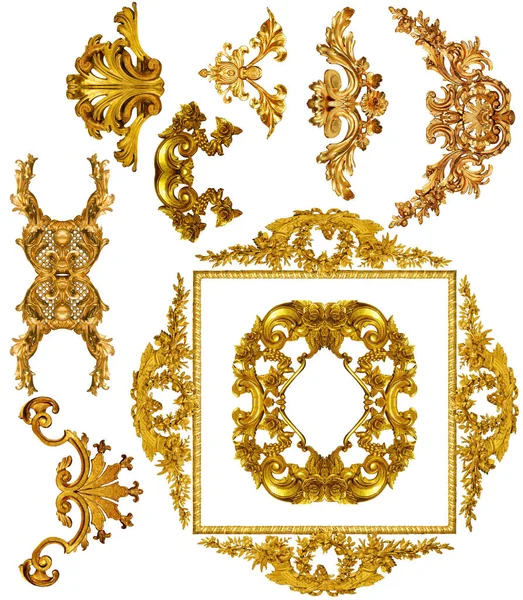 Geometrik Desen Yazdırmak Için Altın Barok Süs Ögeleri — Stok fotoğraf