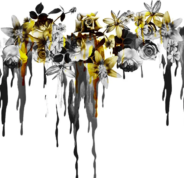 Акварельний Квітковий Візерунок Друку — стокове фото