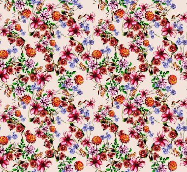 Parmak izi için suluboya çiçek deseni