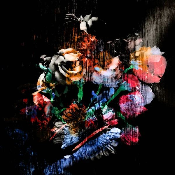 Parmak izi için suluboya çiçek deseni