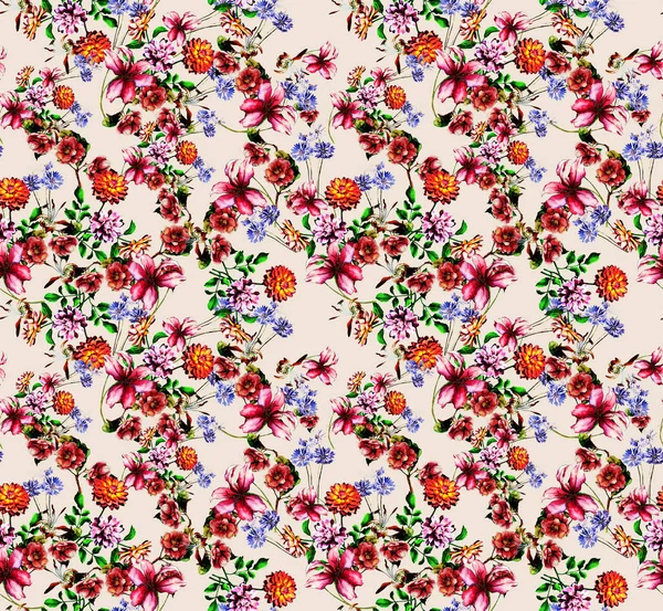 Parmak izi için suluboya çiçek deseni