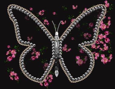 vlinder aan floral achtergrond