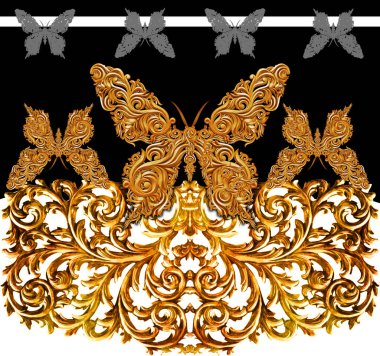 Çiçek ve barok kanatlı kelebek.