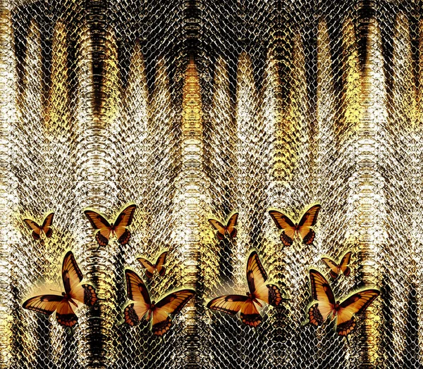 Papillon Sur Motif Peau Serpent Pour Impression — Photo