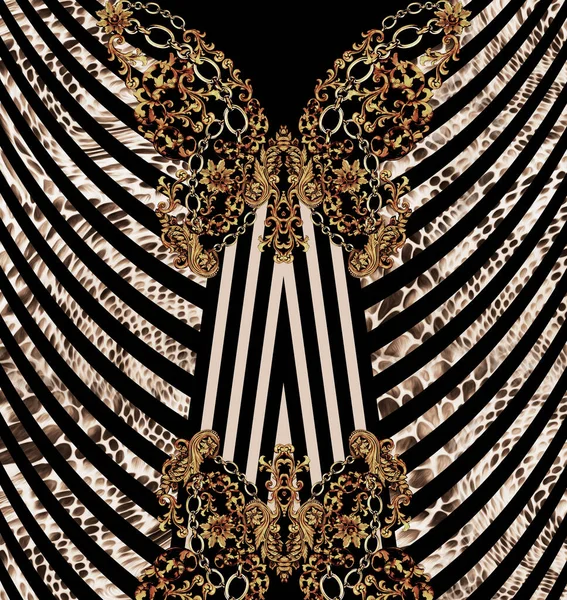Złoty Motyl Geometrycznym Wzorem Tle Skóry Snki — Zdjęcie stockowe
