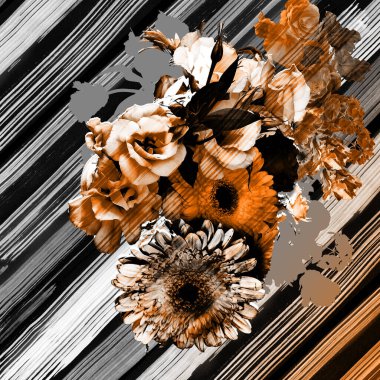 parmak izi için çiçek ve ekose desen