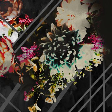 Geometrik desenli güzel çiçekler