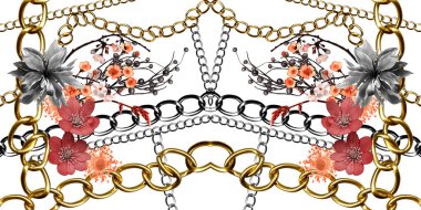 Parmak izi için zincirli güzel çiçekler